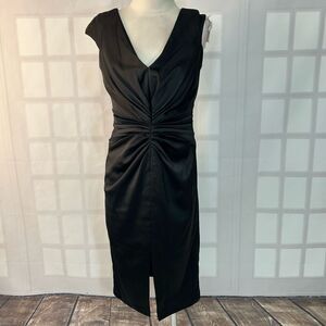 Tadashi Collection Black satin cap sleeve cocktail Dress Size 6